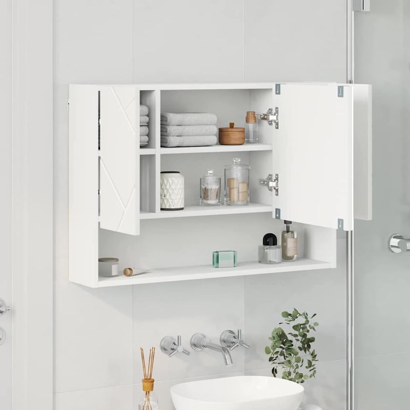 Casa si Gradina - Mobilier - Mobilier baie - Corpuri baie - Dulap cu oglinda pentru baie Alb 80 x 17 x 55 cm Lemn compozit - Infinity.ro