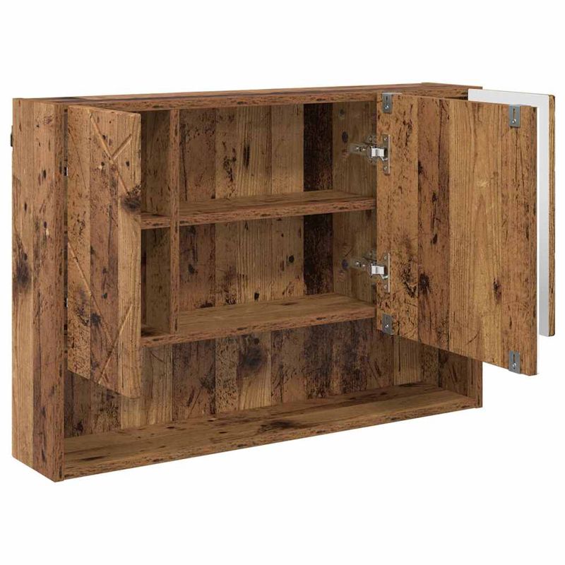 Casa si Gradina - Mobilier - Mobilier baie - Corpuri baie - Dulap cu oglinda pentru baie cu usa Lemn vechi 80 x 17 x 55 cm - Infinity.ro