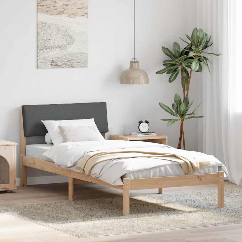 Casa si Gradina - Mobilier - Paturi si accesorii - Paturi - Cadru de pat maro si gri inchis 90 x 190 cm Lemn masiv de pin - Infinity.ro