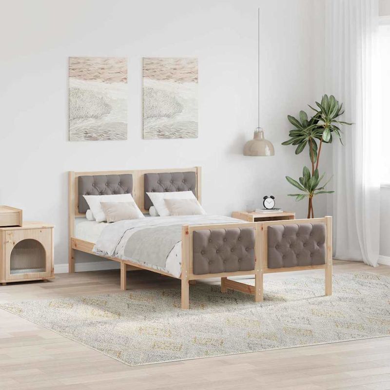 Casa si Gradina - Mobilier - Paturi si accesorii - Paturi - Cadru de pat Gri taupe 120 x 190 cm Lemn de pin masiv - Infinity.ro