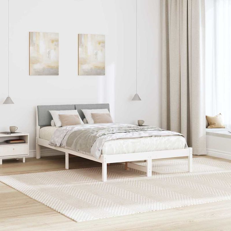 Casa si Gradina - Mobilier - Paturi si accesorii - Paturi - Cadru de pat Alb si gri deschis 120 x 190 cm Lemn masiv de pin - Infinity.ro