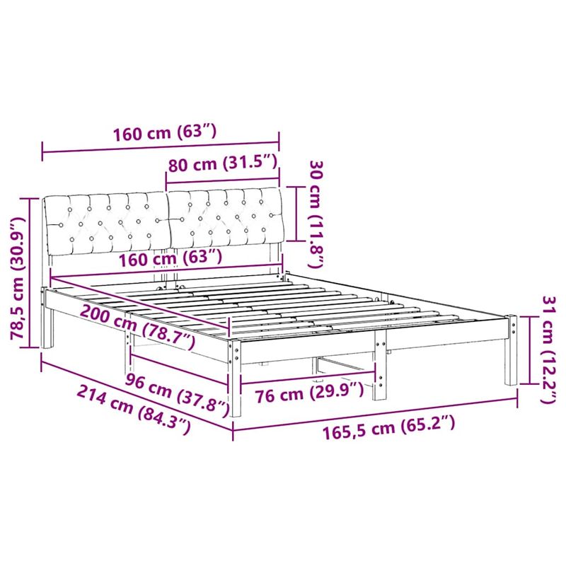 Casa si Gradina - Mobilier - Paturi si accesorii - Paturi - Cadru de pat maro si gri inchis 160 x 200 cm Lemn masiv de pin - Infinity.ro