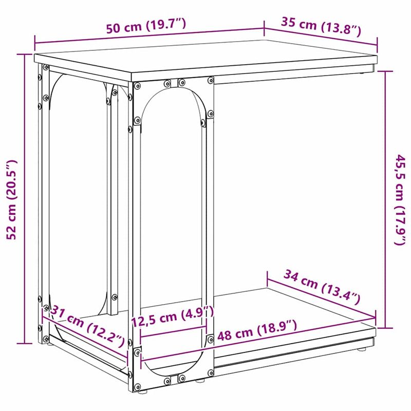 Casa si Gradina - Mobilier - Mese si birouri - Mese living - Masa laterala cu raft Lemn vechi 50 x 35 x 52 cm Lemn compozit - Infinity.ro