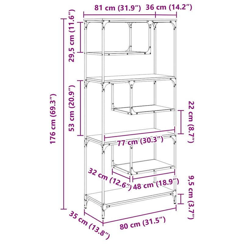 Casa si Gradina - Mobilier - Biblioteci si rafturi - Biblioteci - Biblioteca Lemn vechi 81 x 36 x 176 cm Lemn compozit - Infinity.ro