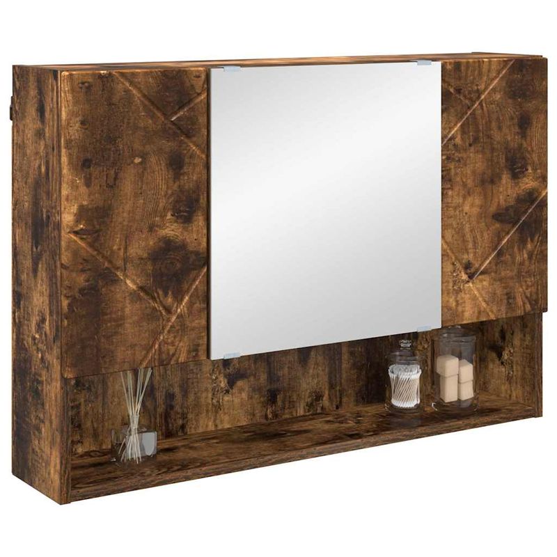 Casa si Gradina - Mobilier - Mobilier baie - Corpuri baie - Dulap cu oglinda pentru baie Stejar afumat 80 x 17 x 55 cm - Infinity.ro
