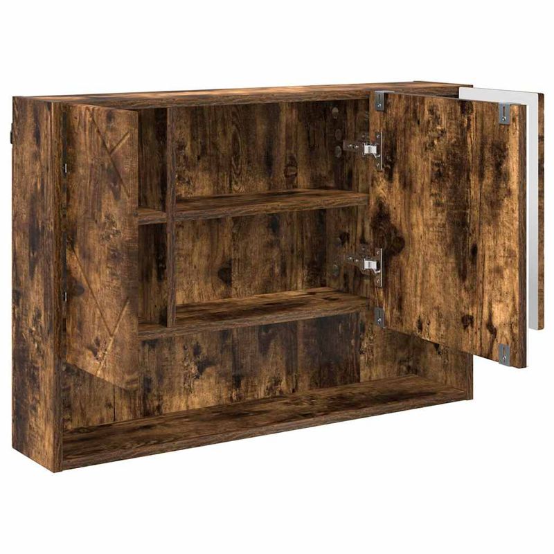 Casa si Gradina - Mobilier - Mobilier baie - Corpuri baie - Dulap cu oglinda pentru baie Stejar afumat 80 x 17 x 55 cm - Infinity.ro