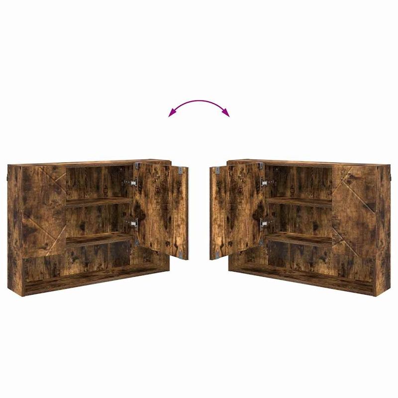 Casa si Gradina - Mobilier - Mobilier baie - Corpuri baie - Dulap cu oglinda pentru baie Stejar afumat 80 x 17 x 55 cm - Infinity.ro