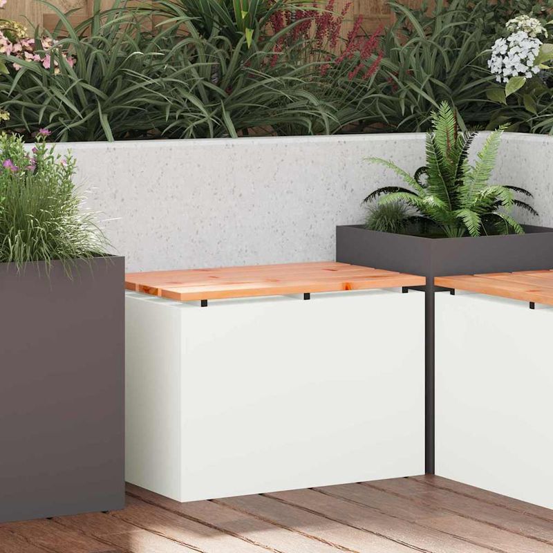 Casa si Gradina - Gradina si terasa - Mobilier exterior - Bancute de gradina - Banca de gradina Alb 60 x 40 x 43 cm Otel - Infinity.ro