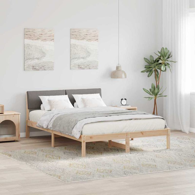Casa si Gradina - Mobilier - Paturi si accesorii - Paturi - Cadru de pat Maroniu si taupe 140 x 190 cm Lemn masiv de pin - Infinity.ro