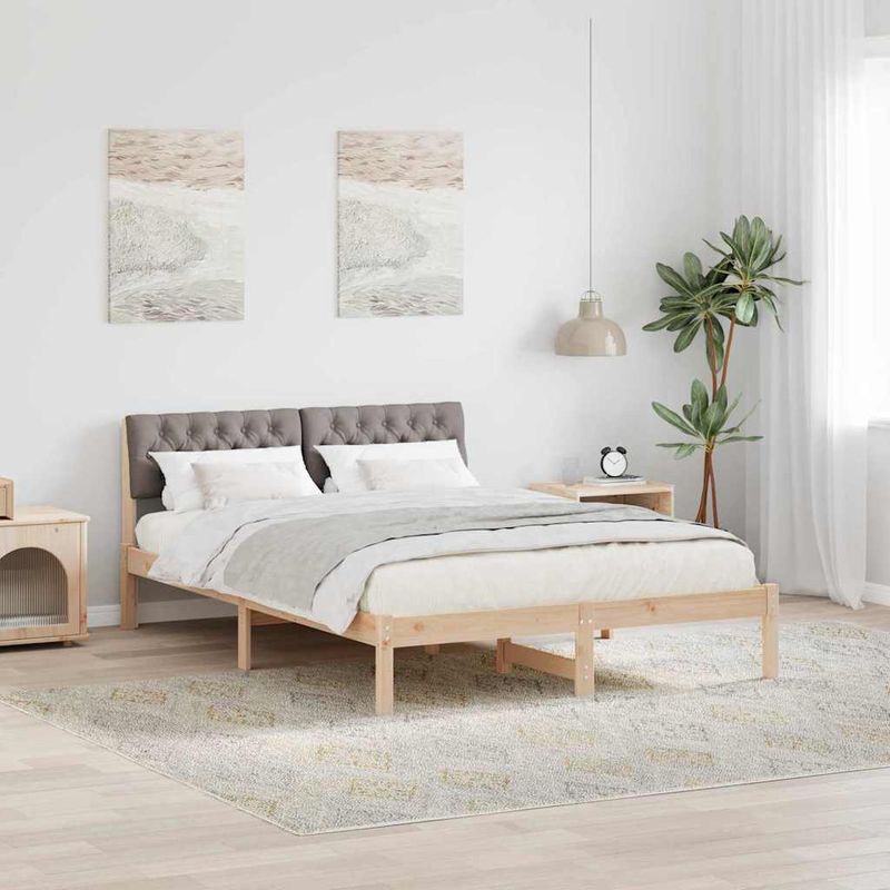Casa si Gradina - Mobilier - Paturi si accesorii - Paturi - Cadru de pat Maroniu si taupe 140 x 190 cm Lemn masiv de pin - Infinity.ro