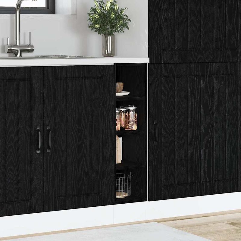 Casa si Gradina - Mobilier - Comode si corpuri - Corpuri bucatarie - Culoar de baza pentru bucatarie cu raft Riga Stejar negru - Infinity.ro