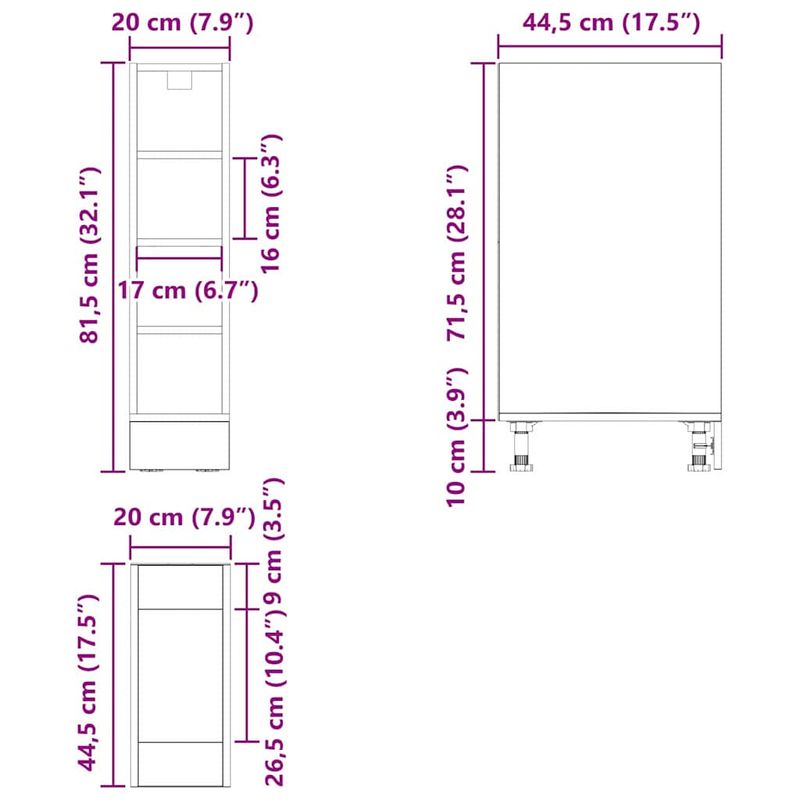 Casa si Gradina - Mobilier - Comode si corpuri - Corpuri bucatarie - Culoar de baza pentru bucatarie cu raft Riga Stejar negru - Infinity.ro