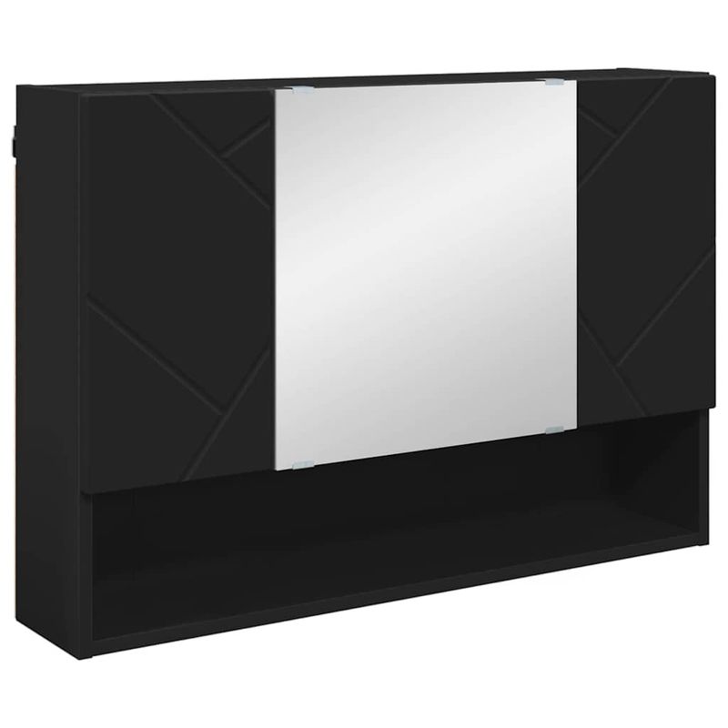 Casa si Gradina - Mobilier - Mobilier baie - Corpuri baie - Dulap cu oglinda pentru baie Pe perete Negru 80 x 17 x 55 cm - Infinity.ro