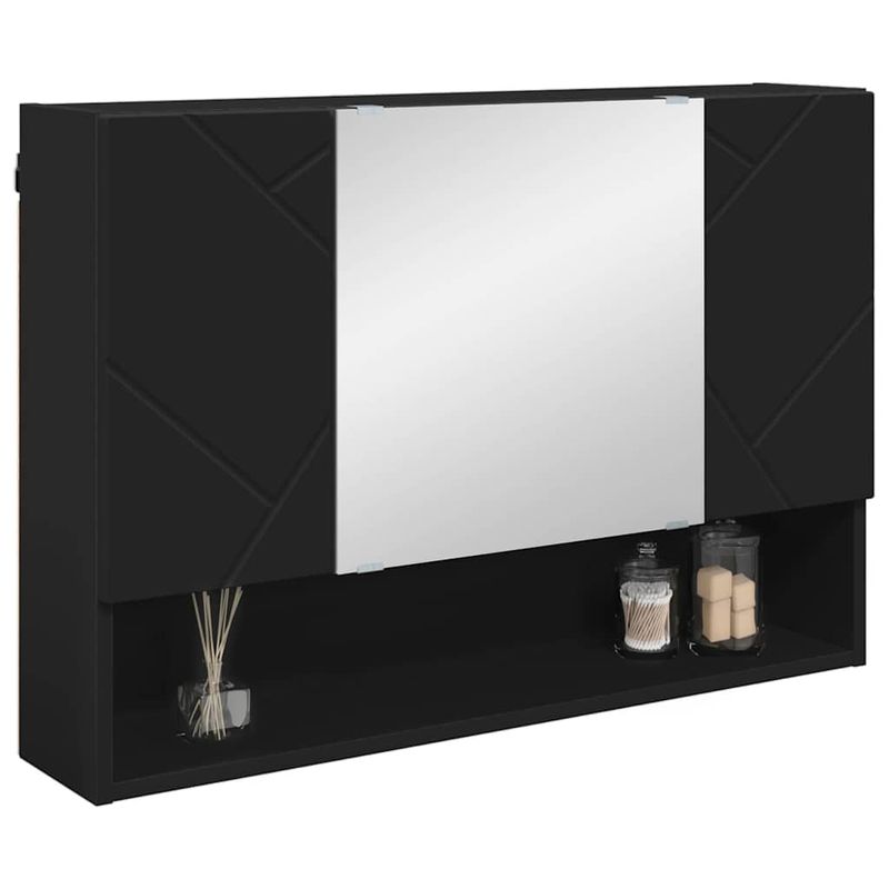 Casa si Gradina - Mobilier - Mobilier baie - Corpuri baie - Dulap cu oglinda pentru baie Pe perete Negru 80 x 17 x 55 cm - Infinity.ro