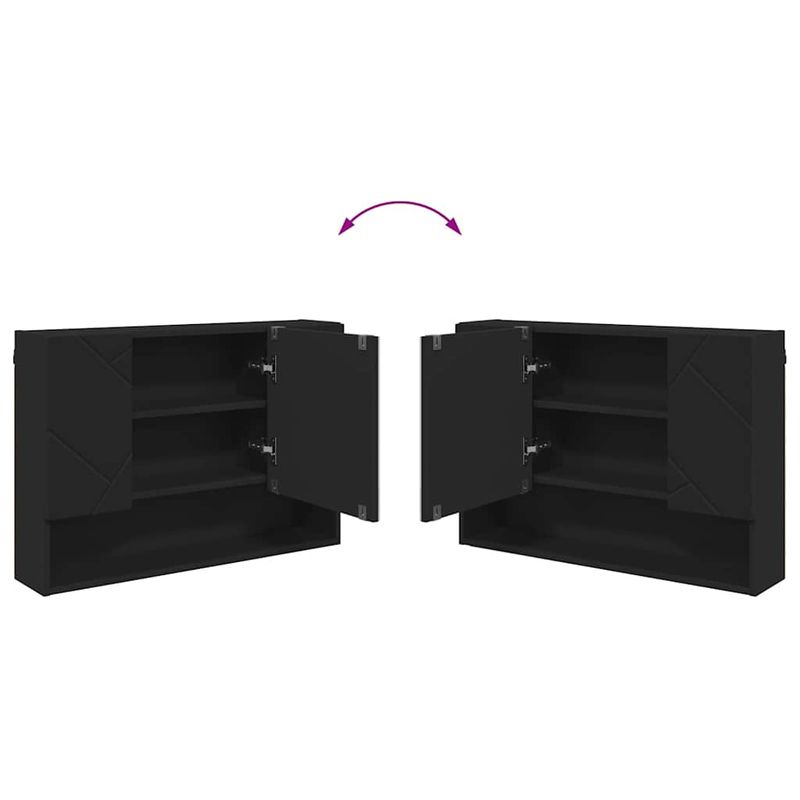 Casa si Gradina - Mobilier - Mobilier baie - Corpuri baie - Dulap cu oglinda pentru baie Pe perete Negru 80 x 17 x 55 cm - Infinity.ro