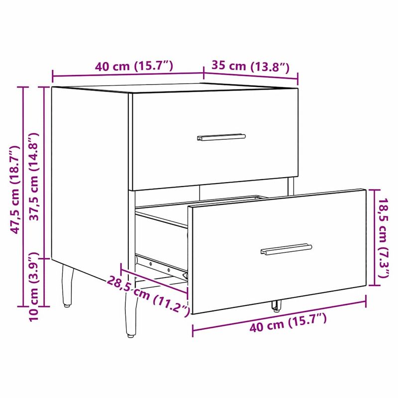 Casa si Gradina - Mobilier - Comode si corpuri - Noptiere - Noptiera cu sertar 2 pcs Lemn vechi 40 x 35 x 47.5 cm - Infinity.ro