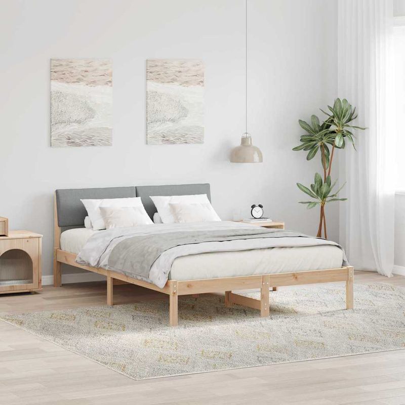 Casa si Gradina - Mobilier - Paturi si accesorii - Paturi - Cadru de pat Maro si gri deschis 140 x 190 cm Lemn masiv de pin - Infinity.ro