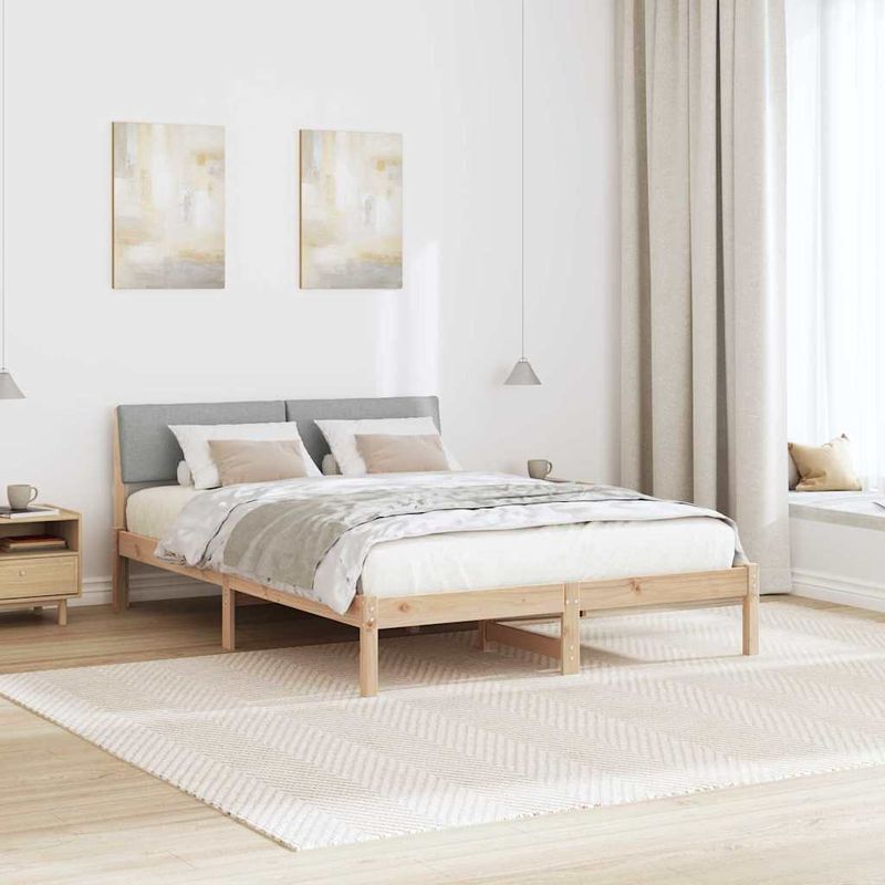 Casa si Gradina - Mobilier - Paturi si accesorii - Paturi - Cadru de pat Maro si gri deschis 140 x 190 cm Lemn masiv de pin - Infinity.ro
