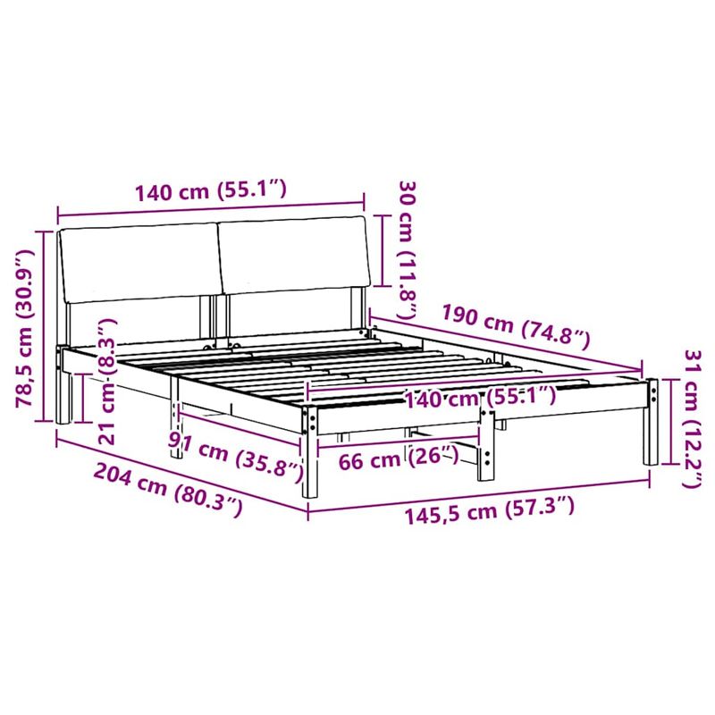 Casa si Gradina - Mobilier - Paturi si accesorii - Paturi - Cadru de pat Maro si gri deschis 140 x 190 cm Lemn masiv de pin - Infinity.ro