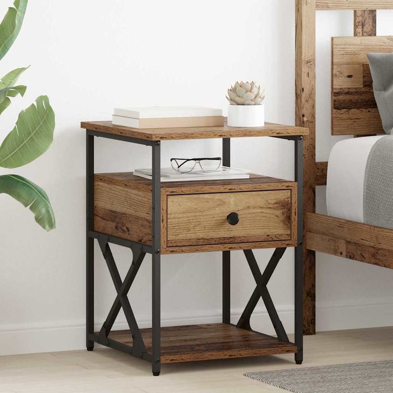 Casa si Gradina - Mobilier - Comode si corpuri - Noptiere - Noptiera Lemn vechi 40 x 42 x 55 cm Lemn compozit - Infinity.ro