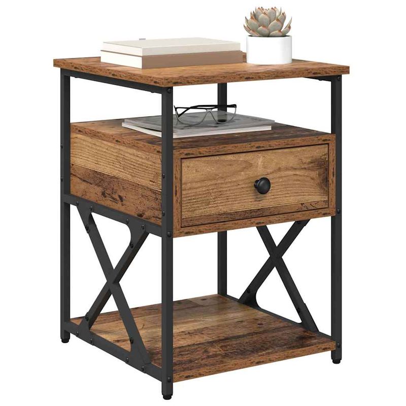 Casa si Gradina - Mobilier - Comode si corpuri - Noptiere - Noptiera Lemn vechi 40 x 42 x 55 cm Lemn compozit - Infinity.ro