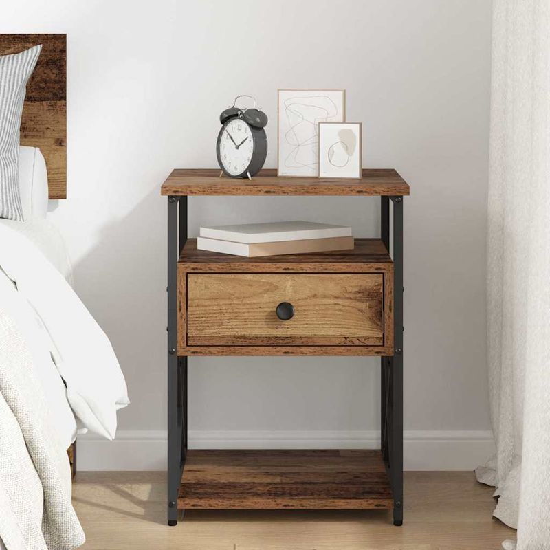 Casa si Gradina - Mobilier - Comode si corpuri - Noptiere - Noptiera Lemn vechi 40 x 42 x 55 cm Lemn compozit - Infinity.ro