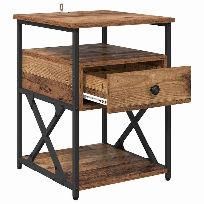 Casa si Gradina - Mobilier - Comode si corpuri - Noptiere - Noptiera Lemn vechi 40 x 42 x 55 cm Lemn compozit - Infinity.ro