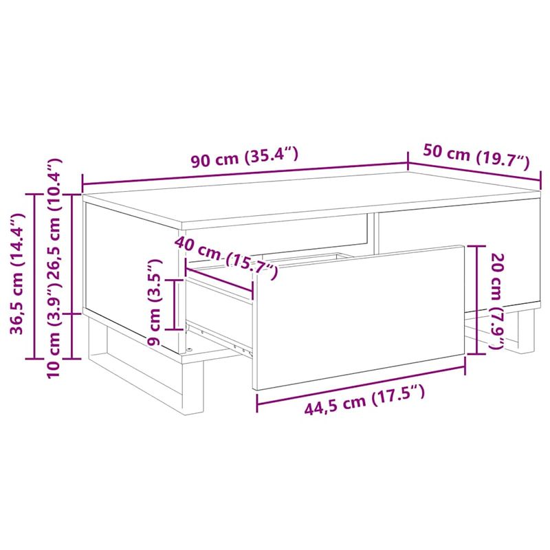 Casa si Gradina - Mobilier - Mese si birouri - Masute de cafea - Masa de cafea cu sertar Lemn vechi Lemn compozit - Infinity.ro