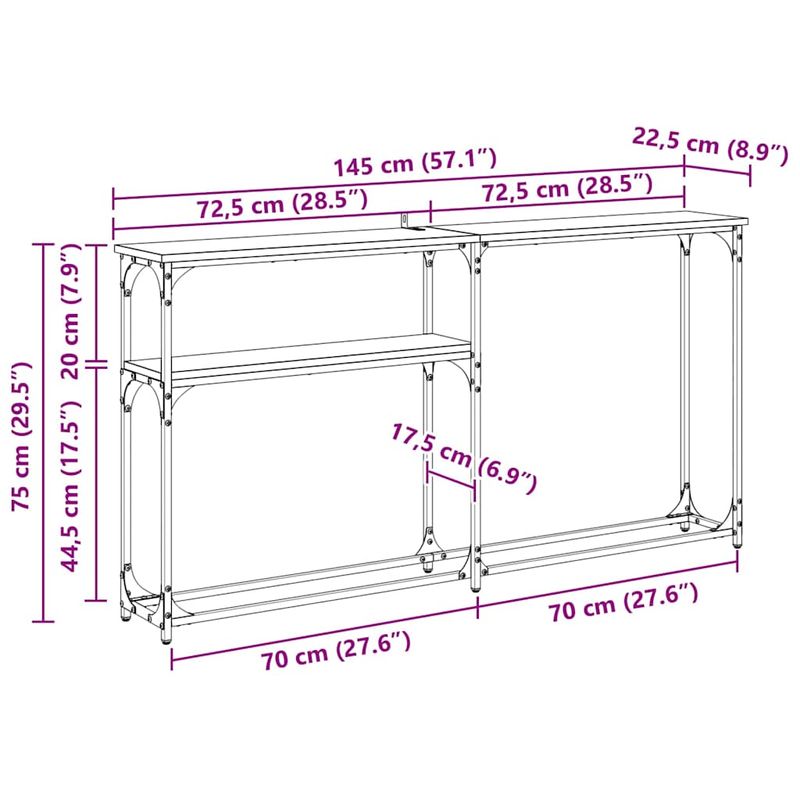 Casa si Gradina - Mobilier - Comode si corpuri - Console - MasaConsole Stejar negru 145x22.5x75cm Lemn compozit - Infinity.ro