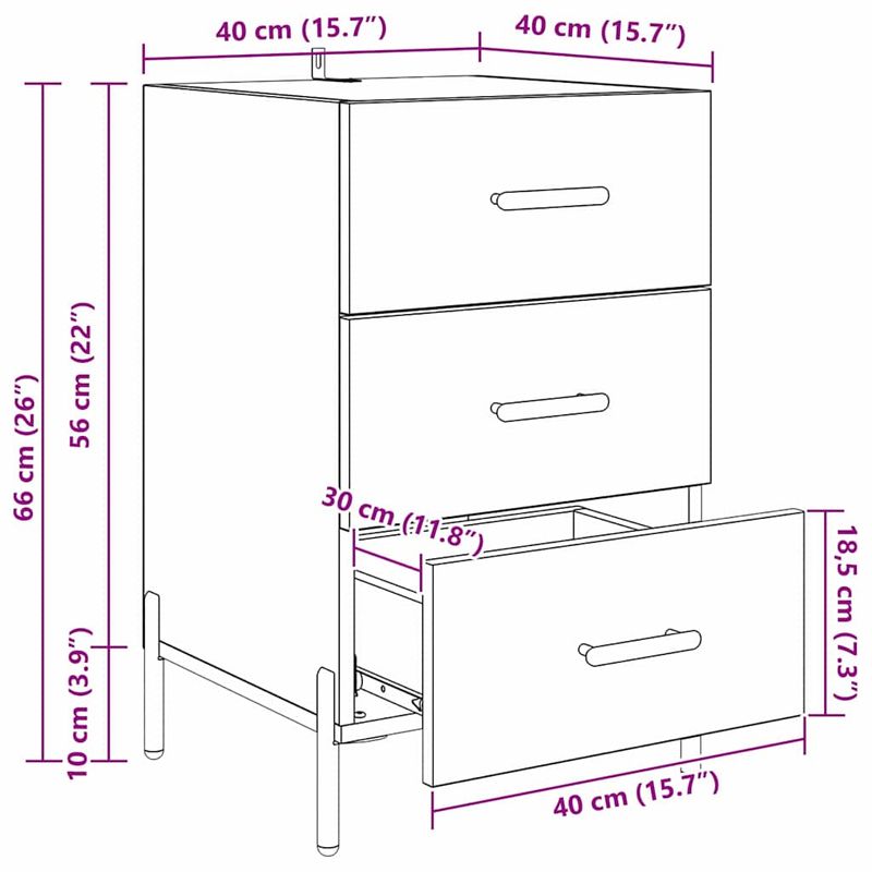 Casa si Gradina - Mobilier - Comode si corpuri - Noptiere - Noptiera Stejar negru 40 x 40 x 66 cm Lemn compozit - Infinity.ro