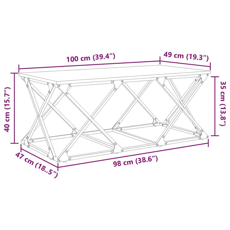Casa si Gradina - Mobilier - Mese si birouri - Masute de cafea - Masa de cafea stejar artizanal 100 x 49 x 40 cm Lemn compozit - Infinity.ro