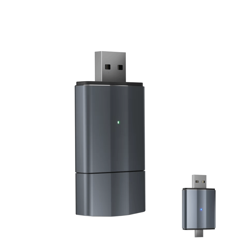 Auto si Moto - Electronice auto - Multimedia auto - Adaptor wireless CarPlay & Android Auto 2-in-1 ZYTEQ®️ PL2, iOS 10+/Android 11+, WiFi 5GHz, Plug-and-Play, gri - Infinity.ro