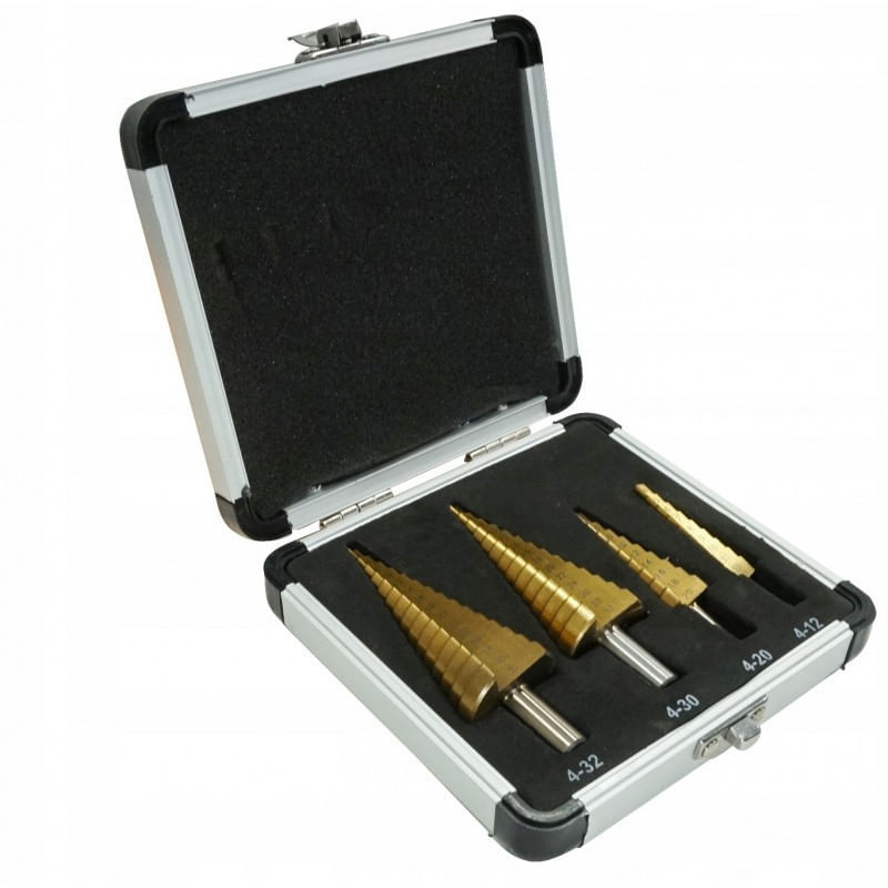 Casa si Gradina - Electrice - Echipamente electrice - Accesorii compresoare - Set burghie metal conice in trepte 4-32 mm 4 bucati titan VERKE V05050 - Infinity.ro