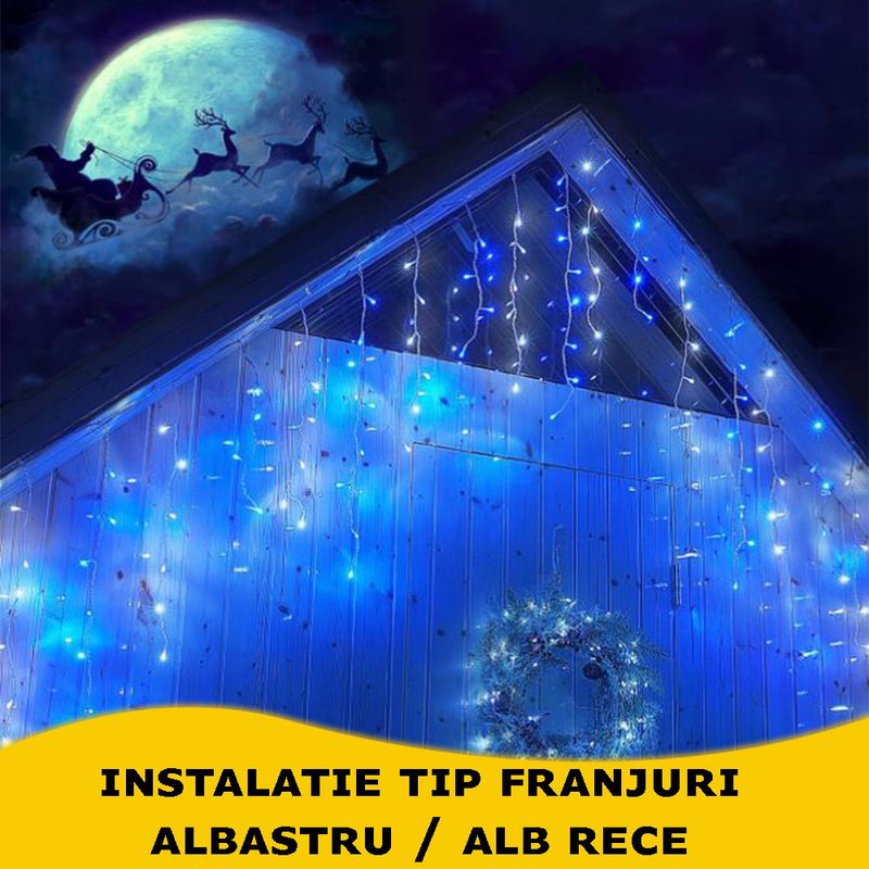Casa si Gradina - Corpuri si surse de iluminat - Iluminat exterior - Instalatii luminoase exterior - Instalatie Craciun Turturi MRG M946, 12M, Intreconectabila, Alb Albastru - Infinity.ro