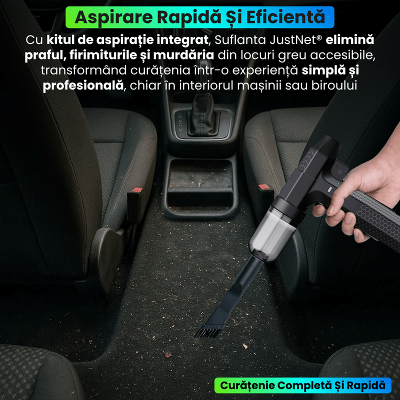 Auto si Moto - Intretinere auto - Aspiratoare auto - Suflanta Aer Portabila 4 in 1 JustNet®, Aspiratie, LED, Powerbank 10000mAh, 900g Putere, Brushless, Curatare PC, Masinal - Infinity.ro