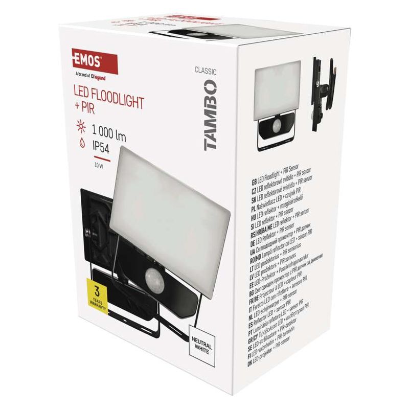 Casa si Gradina - Corpuri si surse de iluminat - Iluminat comercial si industrial - Proiectoare si lampi de lucru - Proiector led Tambo 10W 1000lm 4000K IP65 cu senzor de miscare - Infinity.ro