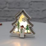 Casa si Gradina - Decoratiuni - Decoratiuni de sezon - Decoratiune de Craciun, forma brad cu om de zapada, cu LED, alimentare cu baterii, lumina calda(2700 K), Masterled - Infinity.ro