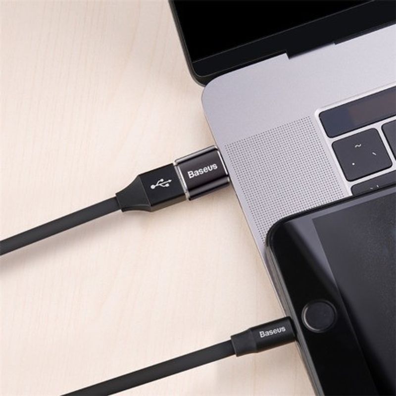 Laptop, Telefoane si Tablete - Telefoane mobile si accesorii - Accesorii Telefoane - Cabluri si adaptoare telefoane - Adaptor USB la USB-C 2.4A, negru, Baseus - Infinity.ro