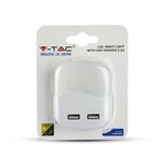 Casa si Gradina - Corpuri si surse de iluminat - Veioze si lampi - Lampi de veghe - Lampa de veghe patrata cu senzor si USB, chip Samsung, 0.45W, lumina calda (3000K), 2A, V-TAC - Infinity.ro