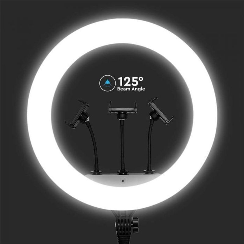 Laptop, Telefoane si Tablete - Telefoane mobile si accesorii - Accesorii Telefoane - Alte accesorii telefoane - Selfie ring light LED 3 suporti de telefon, Dimabil, 55W, 6000 lm, 440 mm, 3200K-5800K, V-TAC - Infinity.ro