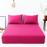 Casa si Gradina - Textile si covoare - Lenjerii de pat - Cearceafuri de pat - Husa de pat cu elastic Kotonia Home - Tricot, 100% bumbac, fuxia, 100x200+30 cm - Infinity.ro