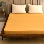 Casa si Gradina - Textile si covoare - Lenjerii de pat - Cearceafuri de pat - Husa pat cu elastic Kotonia Home - Tricot, 100% bumbac, mustar, 100x200+30 cm - Infinity.ro