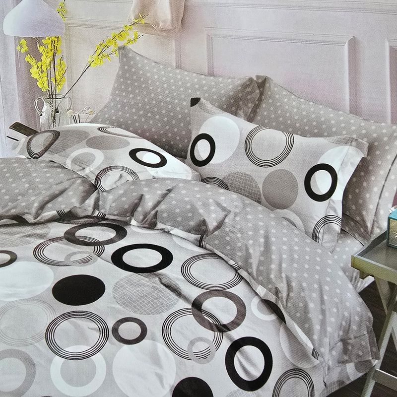 Casa si Gradina - Textile si covoare - Lenjerii de pat - Seturi de lenjerie - Lenjerie finet gros 6 piese, XXL - Model geometric, YoYo, 46, 70% bumbac, 30% poliester - Infinity.ro