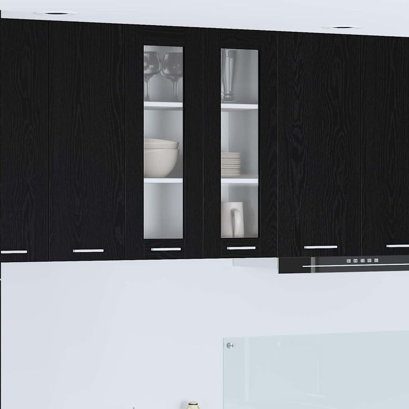 Casa si Gradina - Mobilier - Comode si corpuri - Corpuri bucatarie - Dulap suspendat Riga Stejar Negru 60 x 31 x 80 cm Lemn compozit - Infinity.ro