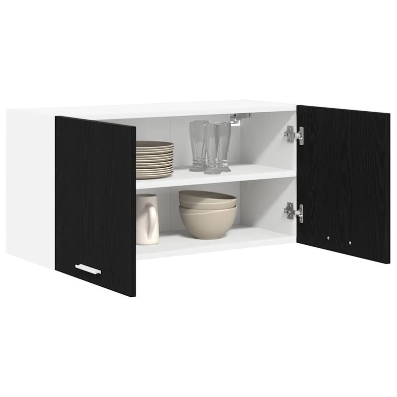 Casa si Gradina - Mobilier - Comode si corpuri - Corpuri bucatarie - Dulap suspendat Riga Stejar Negru 80 x 31 x 40 cm Lemn compozit - Infinity.ro