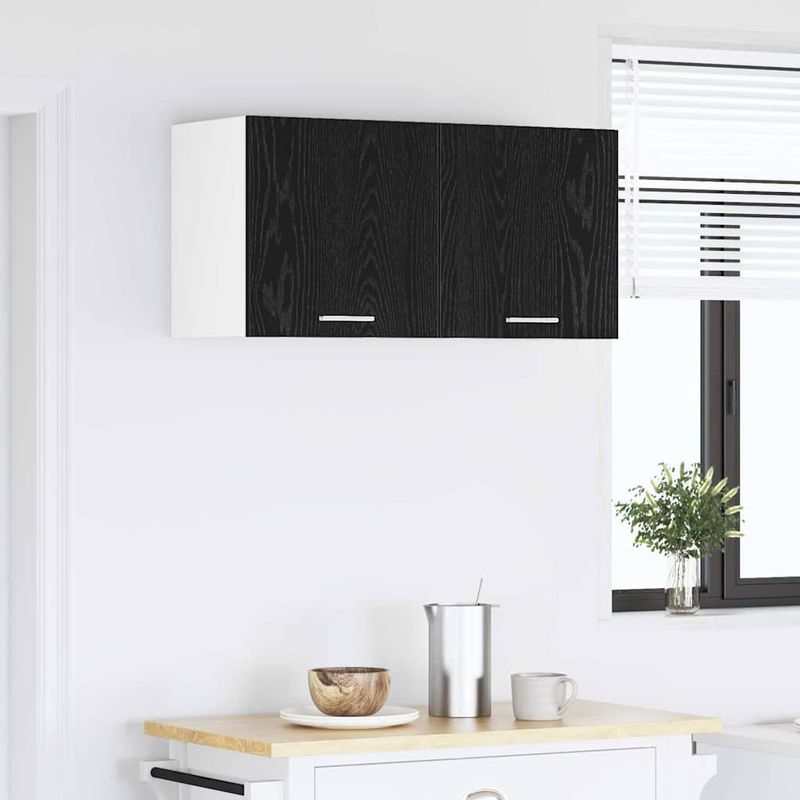 Casa si Gradina - Mobilier - Comode si corpuri - Corpuri bucatarie - Dulap suspendat Riga Stejar Negru 80 x 31 x 40 cm Lemn compozit - Infinity.ro