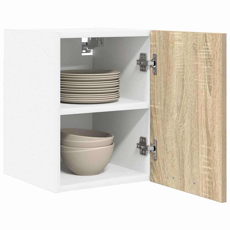 Casa si Gradina - Mobilier - Comode si corpuri - Corpuri bucatarie - Dulap suspendat Riga Stejar Sonoma si Alb 30 x 31 x 40 cm - Infinity.ro