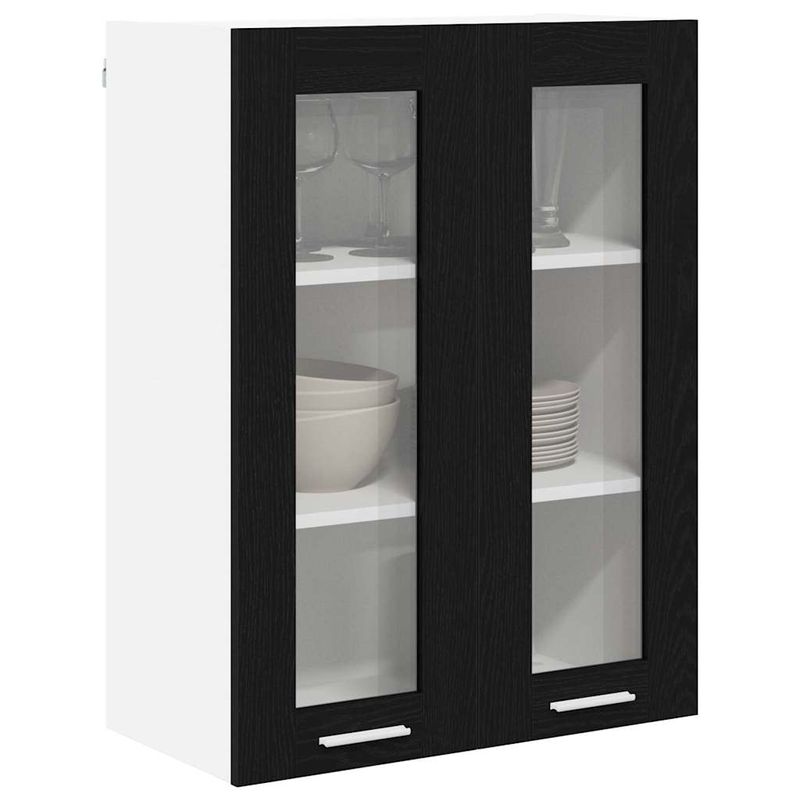 Casa si Gradina - Mobilier - Comode si corpuri - Corpuri bucatarie - Dulap suspendat Riga Stejar Negru 60 x 31 x 80 cm Lemn compozit - Infinity.ro