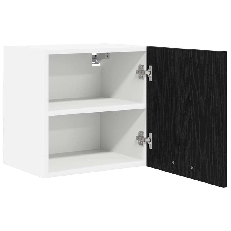 Casa si Gradina - Mobilier - Comode si corpuri - Corpuri bucatarie - Dulap suspendat cu usa Riga Stejar negru si Alb 40 x 31 x 40 cm - Infinity.ro