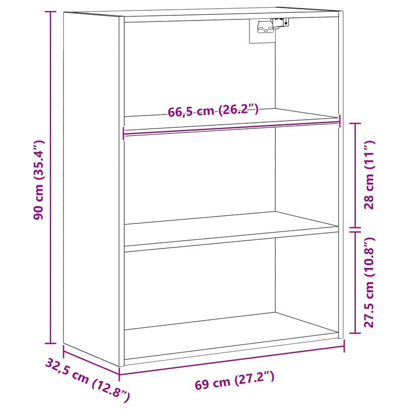 Casa si Gradina - Mobilier - Comode si corpuri - Comode - Dulap Suspendat de Perete Stejar Negru 69.5 x 32.5 x 90 cm - Infinity.ro